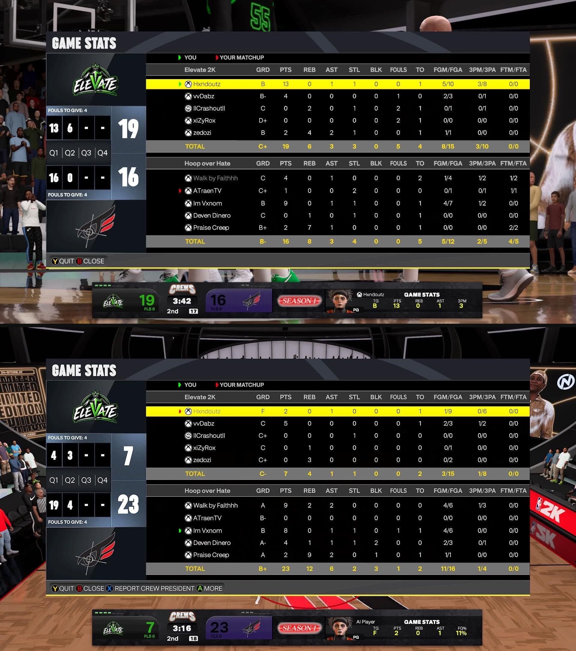 Team Hxndy 26–39 Team Venom box score screenshot